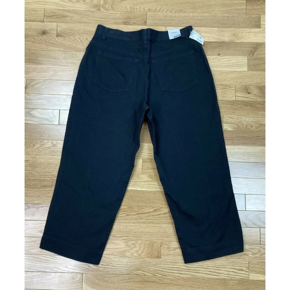*New Eddie Bauer Capri Jean Pant Womens 10 Black 5 Pocket Casual Tapered Leg
